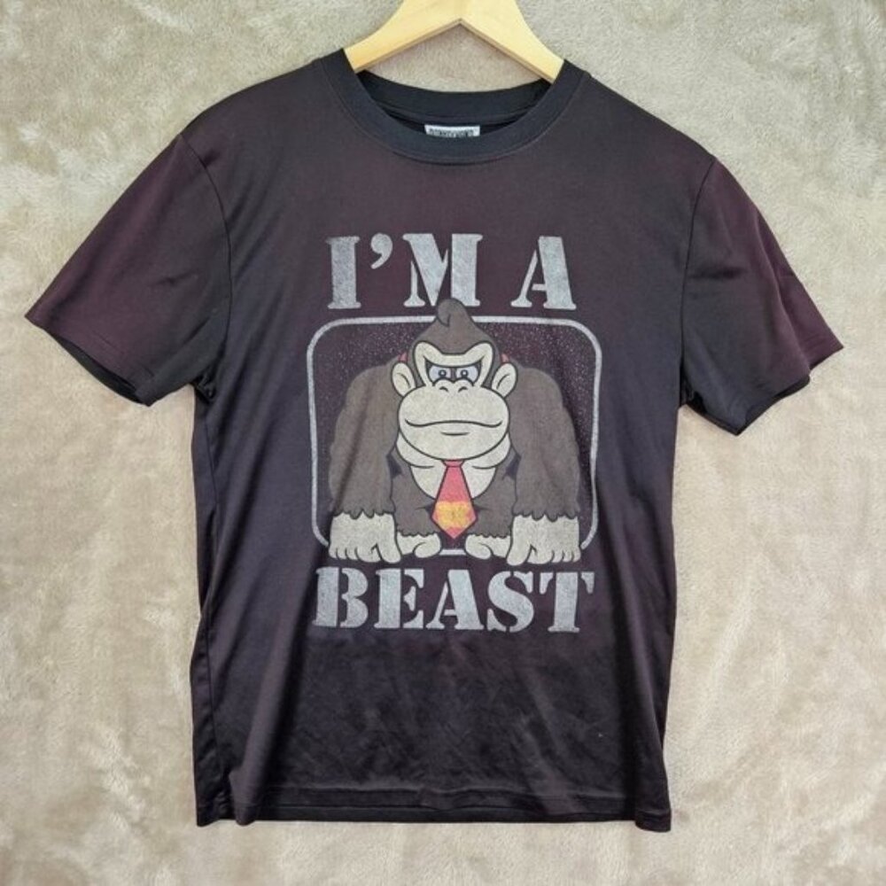 Donkey Kong Men's Size S Brown 2019 Nintendo I'm A Beast Spell Out T-Shirt